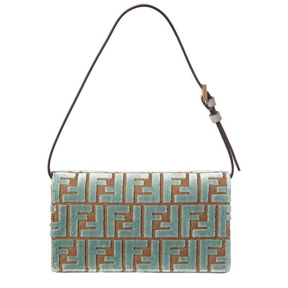 Fendi Baguette Ff Velvet & Leather Wallet On Chain - Picture 2 of 4